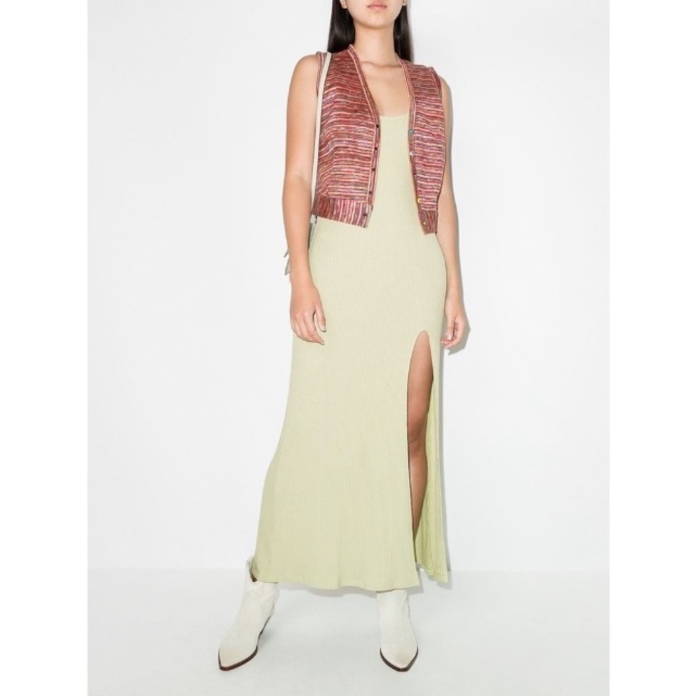 Reformation Bliss Ribbed Midi Dress Limon Sz XS Elevated Basic Sexy Vacation - Picture 3 of 16